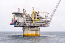 The 70,000-tonne, 339-m tall Aasta Hansteen floating platform produces from Aasta Hansteen field in 1,300 m of water in the Vøring area of the Norwegian Sea, 300 km west of Sandnessjøen. The 70,000-tonne, 339-m tall Aasta Hansteen floating platform produces from Aasta Hansteen field in 1,300 m of water in the Vøring area of the Norwegian Sea, 300 km west of Sandnessjøen.