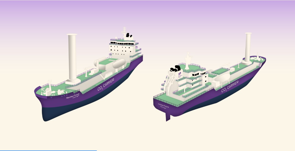 Illustration of the Northern Lights 7,500 cu-m CO2 ships.