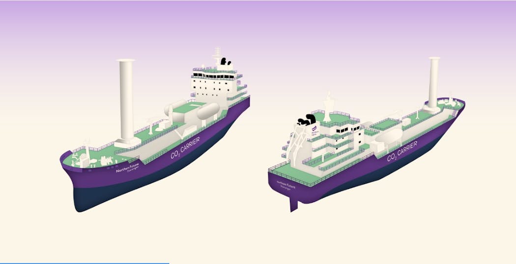 Illustration of the Northern Lights 7,500 cu-m CO2 ships.