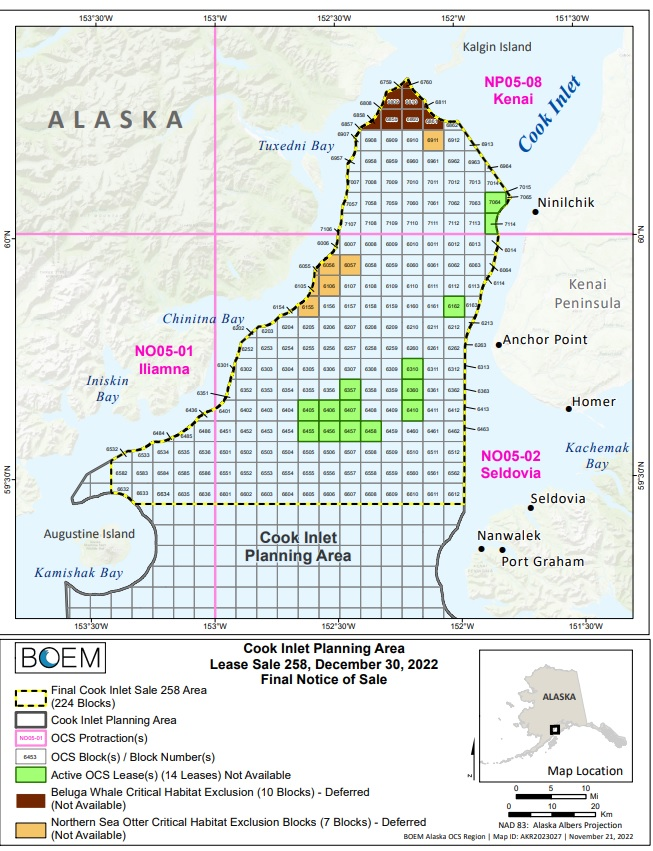 Cook Inlet Planning Area Lease Sale 258.