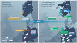 Equinor ASA and RWE AG have formed a strategic energy partnership that includes blue and green hydrogen production and transportation. Equinor ASA and RWE AG have formed a strategic energy partnership that includes blue and green hydrogen production and transportation.