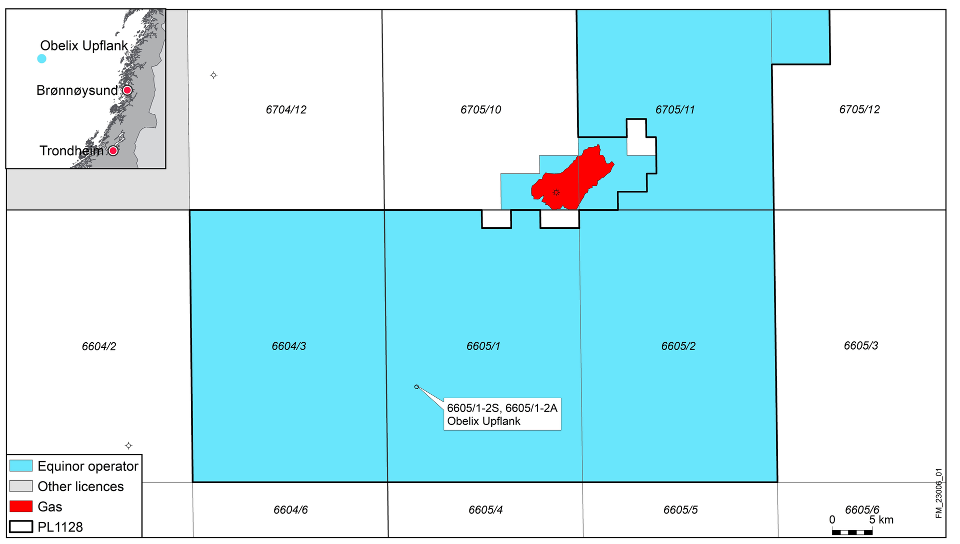 Map of Obelix Upflank gas discovery, Norwegian Sea.