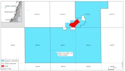 Map of Obelix Upflank gas discovery, Norwegian Sea. Map of Obelix Upflank gas discovery, Norwegian Sea.
