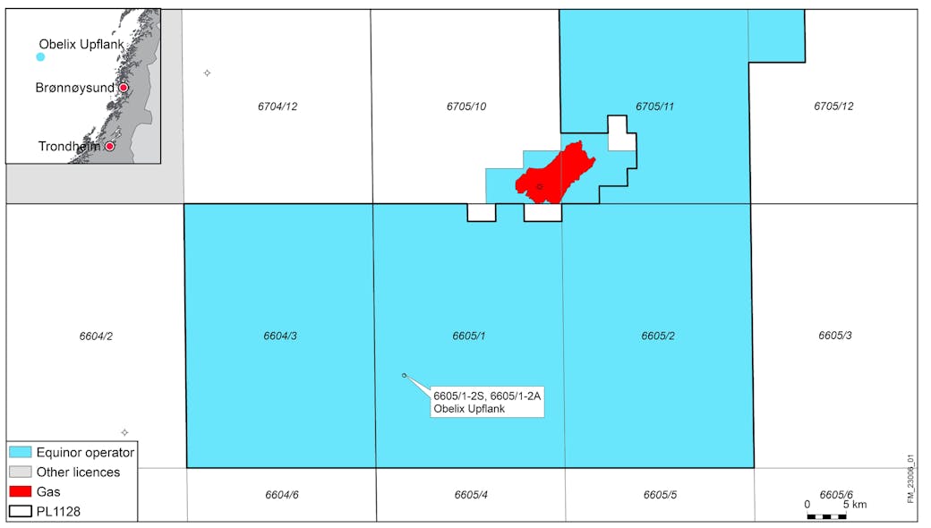Map of Obelix Upflank gas discovery, Norwegian Sea.