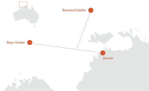 Barossa gas field map.