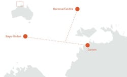Barossa gas field map. Barossa gas field map.