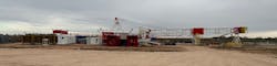 Rig on Texas Tech University's East Campus Oilfield Technology Center pre mast raise. Rig on Texas Tech University's East Campus Oilfield Technology Center pre mast raise.