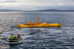 An offshore full-scale WEC unit is undergoing sea trials in Orkney, Scotland (Fig. 5). An offshore full-scale WEC unit is undergoing sea trials in Orkney, Scotland (Fig. 5).