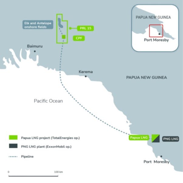 TotalEnergies launched the FEED stage of the proposed Papua LNG project aimed at developing Elk-Antelope gas fields in the eastern highlands of Papua New Guinea.