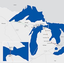 Enbridge Line 5 map, Michigan. Enbridge Line 5 map, Michigan.
