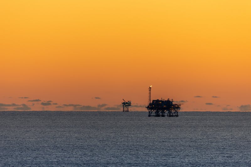 Offshore drilling platforms, Gulf of Mexico.