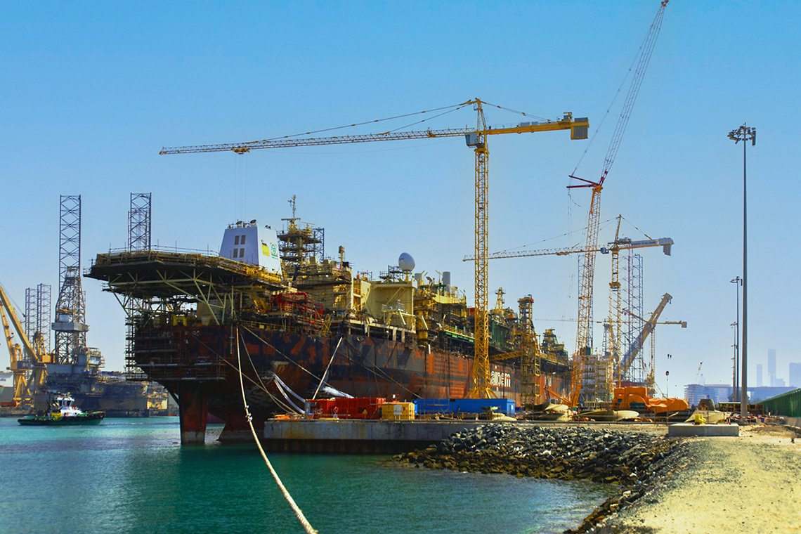 FPSO Firenze being refurbished and upgraded ahead of sail away from Dubai to Ivory Coast.