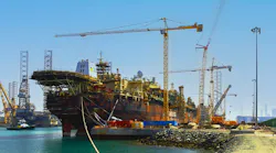FPSO Firenze being refurbished and upgraded ahead of sail away from Dubai to Ivory Coast.
