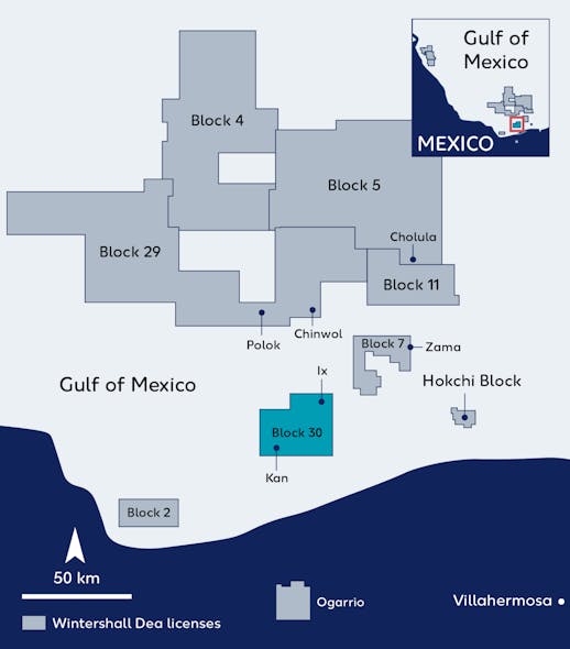 Wintershall Dea&apos;s license portfolio in Mexico&apos;s Sureste basin.