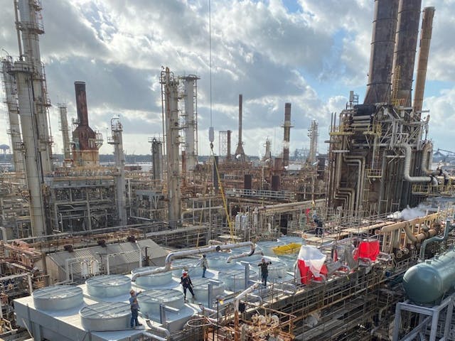 Construction at PFB Energy&apos;s Chalmette refinery.