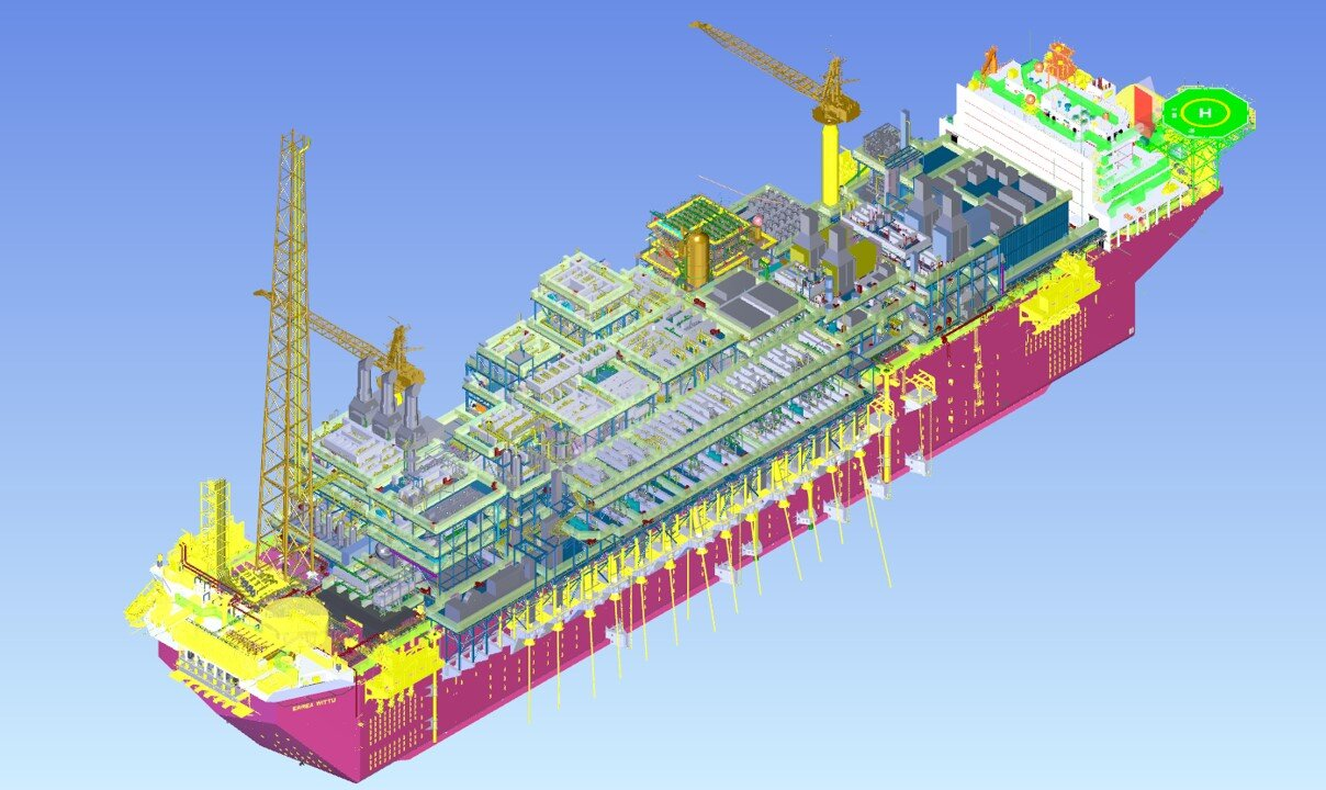 3D Model of FPSO for Uaru project, offshore Guyana.