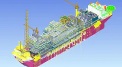 3D Model of FPSO for Uaru project, offshore Guyana.