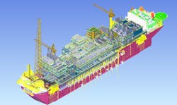 3D Model of FPSO for Uaru project, offshore Guyana. 3D Model of FPSO for Uaru project, offshore Guyana.