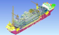 3D Model of FPSO for Uaru project, offshore Guyana.