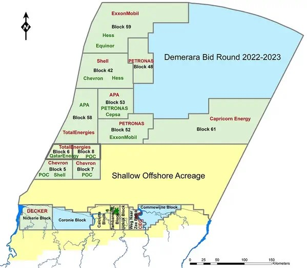 Bid Round map, offshore Suriname.