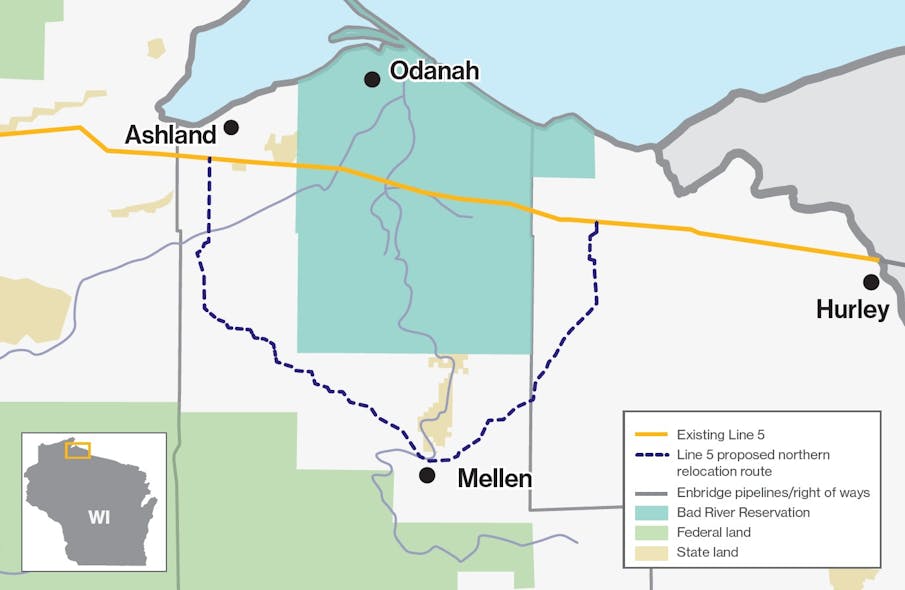 Line 5 Wisconsin segment relocation project: proposed route.