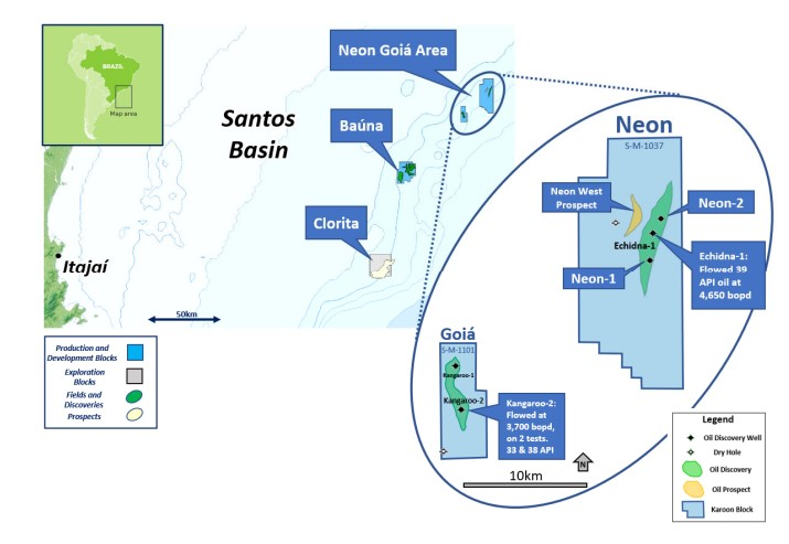 Neon field offshore Brazil.