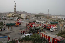 Aftermath of Bandar Abbas refinery tank fire. Aftermath of Bandar Abbas refinery tank fire.