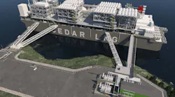 Artist rendering of Cedar LNG FLNG plant.