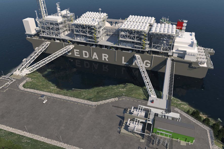 Artist rendering of Cedar LNG FLNG plant.