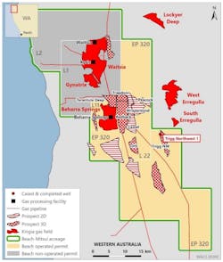 Beach Energy discovered gas the Trigg Northwest 1 well in exploration license EP 320, onshore Perth basin, Australia. Beach Energy discovered gas the Trigg Northwest 1 well in exploration license EP 320, onshore Perth basin, Australia.