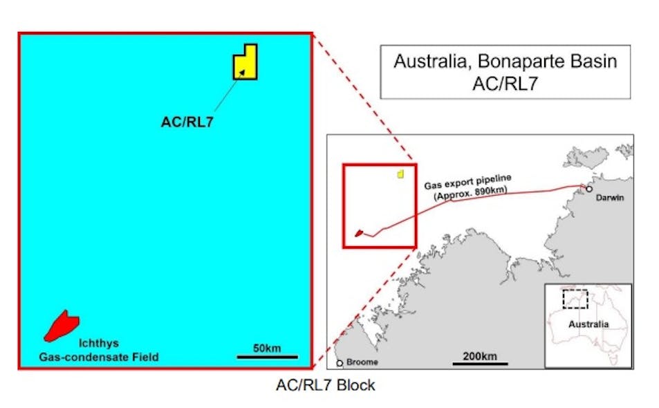 Australia, Bonaparte basin map, AC-RL7.