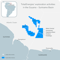 TotalEnergies' exploration activities in Guyana-Suriname basin. TotalEnergies' exploration activities in Guyana-Suriname basin.