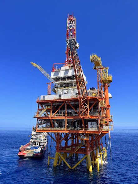 Crude oil production platform installed in China&rsquo;s 17/03 offshore block.
