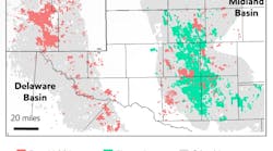 ExxonMobil and Pioneer Natural Resources Permian basin acreage map. ExxonMobil and Pioneer Natural Resources Permian basin acreage map.