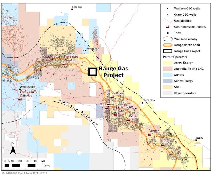 Range gas project in Queensland, Australia.