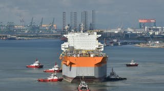 Prosperity FPSO dry docking ahead of sail away to development offshore Guyana. 