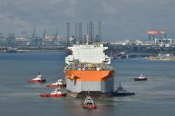 Prosperity FPSO dry docking ahead of sail away to development offshore Guyana.