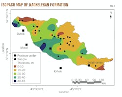 Isopach Map of Naokelekan Formation (Fig. 2). Isopach Map of Naokelekan Formation (Fig. 2).