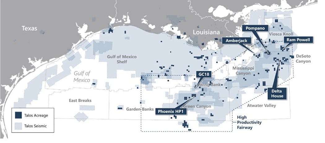 Talos Energy US Gulf of Mexico operations map.