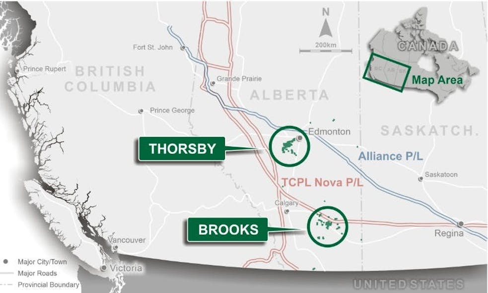 Blackspur Oil Alberta asset map.