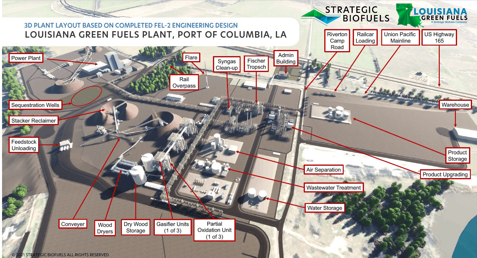 Rendering of Strategic Biofuels' original Louisiana Green Fuels project.