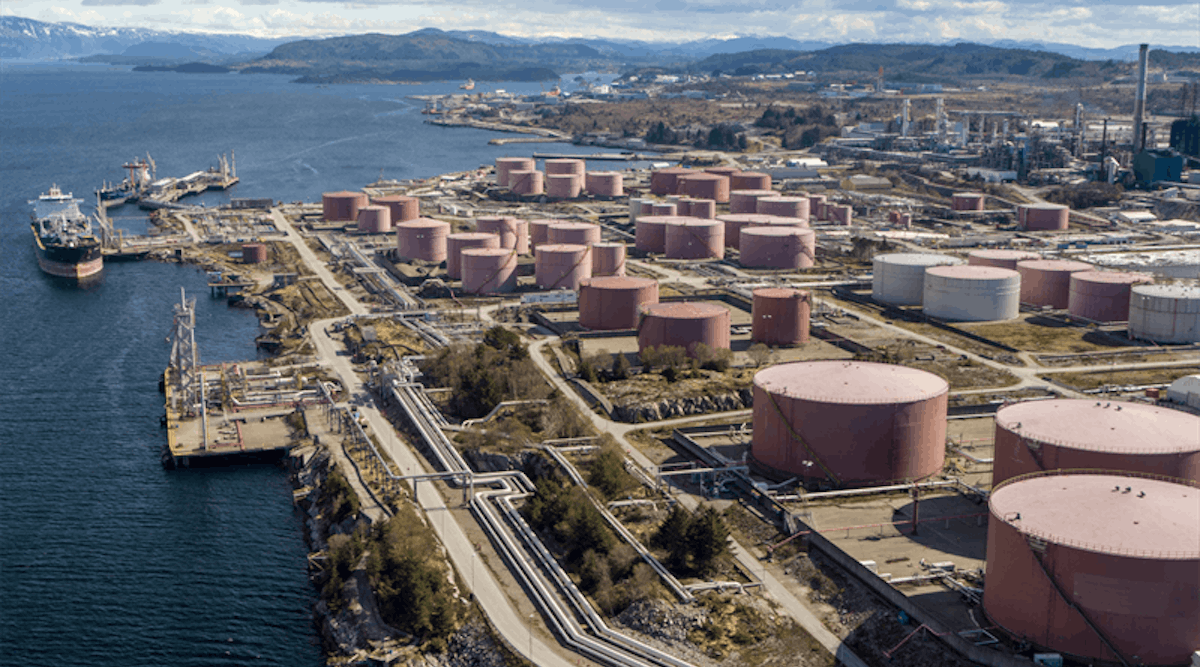 Equinor Refining AS’ 226,000-b/d refinery at Mongstad, on Norway’s western coast.