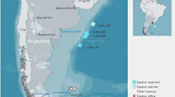 Equinor operations map, offshore Argentina.