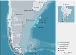Equinor operations map, offshore Argentina. Equinor operations map, offshore Argentina.
