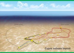Cypre subsea layout, offshore Trinidad and Tobago. Cypre subsea layout, offshore Trinidad and Tobago.