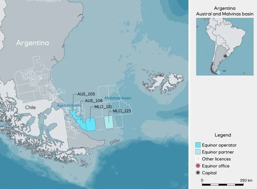 Equinor operations in Southern Argentina.