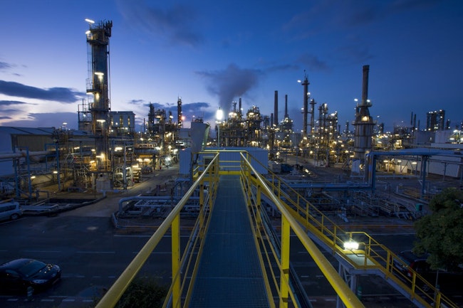 Esso SA Francaise's integrated Notre-Dame-de-Gravenchon refining platform in Normandy, France.