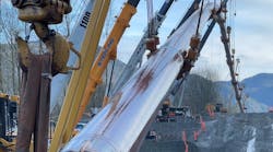 Mountain 3 Horizontal Directional Drill pullback in the Fraser Valley between Hope and Chilliwack, BC. Mountain 3 Horizontal Directional Drill pullback in the Fraser Valley between Hope and Chilliwack, BC.