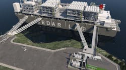 Artist’s rendering of proposed Cedar LNG floating LNG plant.