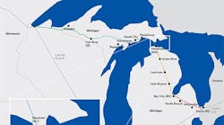 Line 5 map, Michigan. 